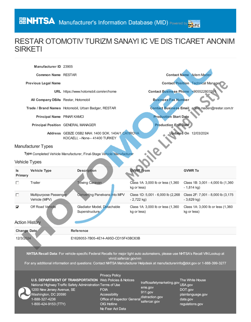 Üretim Uygunluk Belgesi